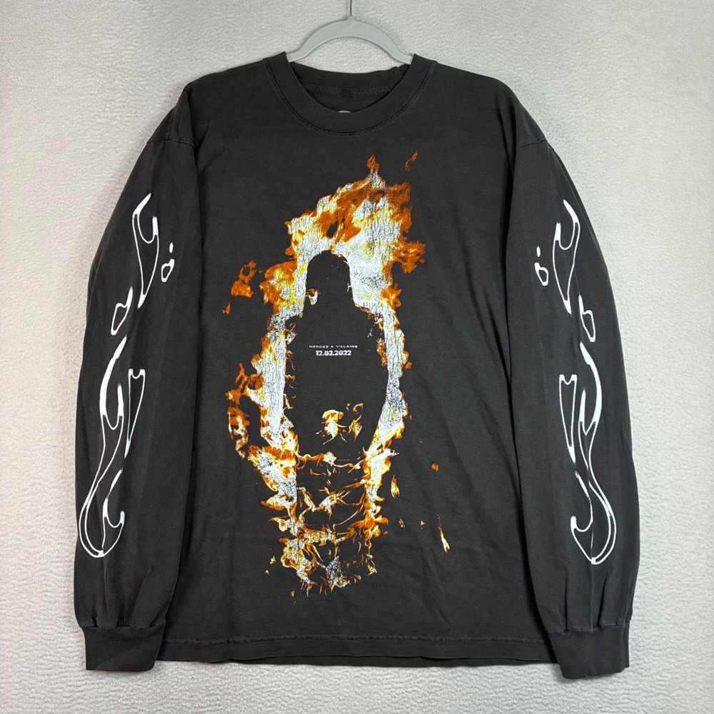 Metro Boomin Heroes Villains Long Sleeve T Shirt Men L Black Rap Tee 2022